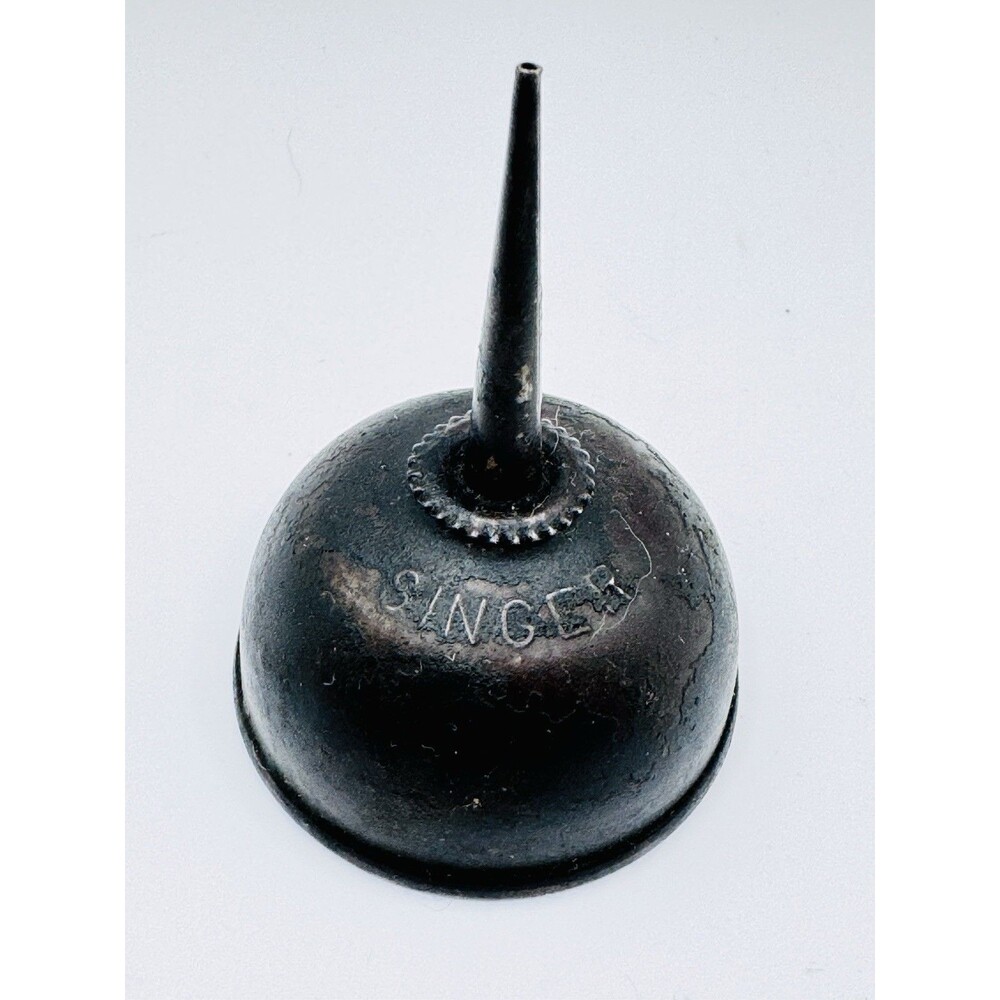 Vintage 3" Tall Singer Sewing Machine Thumb Pump Oiler Embossed Sewing Oil Can